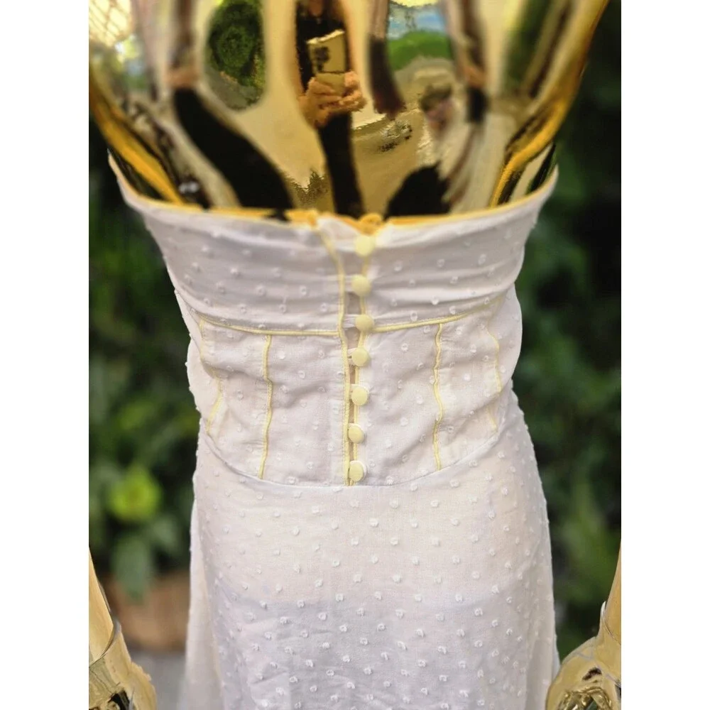 Indah White Swiss Dot Halter Midi Dress - Picture 6 of 11